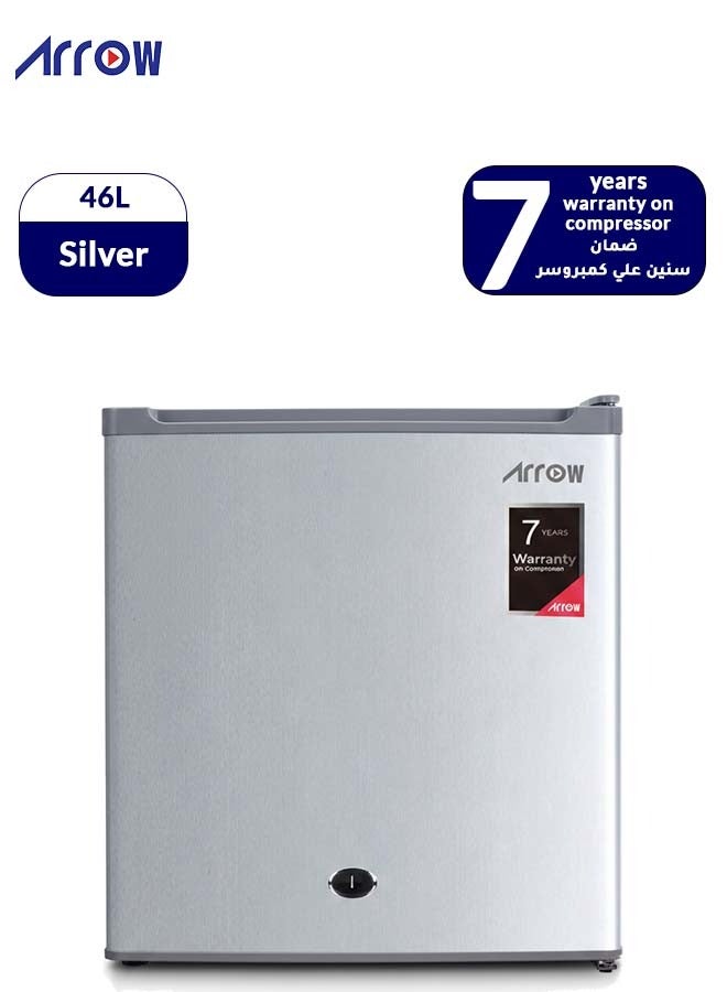 Arrow 46Liters Mini Refrigerator DEFROST, 1.6 CU.FT,Energy Saving With 7 years Compressor warranty, Silver color | Model Name: RO1-69LS - Image 1